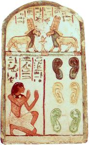 Ear stela of Bai - Source: Wilkinson: The Complete Gods and Goddesses of Ancient Egypt