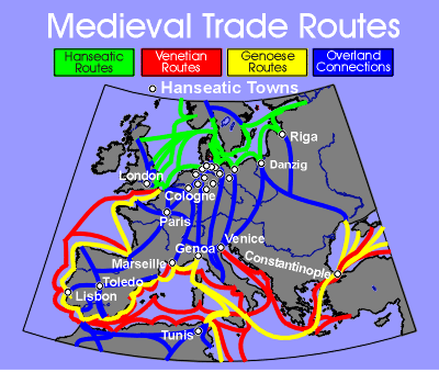 Map of Medieval Trade Routes