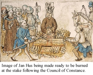 Image of Jan Hus burning at stake