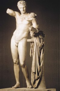 Hermes bearing the infant Dionysus, by Praxiteles