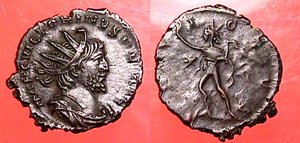 Sol Invictus on the reverse of this coin by usurper Victorinus.
