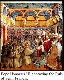 Pope Honorius II approving the Rule of Saint Francis