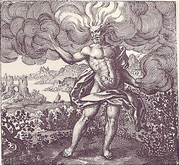 Emblem no. 1 from Atalanta Fugiens: 'the wind carried him in its belly.'